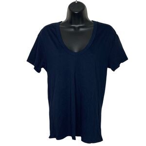 AG Adriano Goldschmied Womens S Henson Tee Navy Blue T-Shirt Casual Preppy NEW